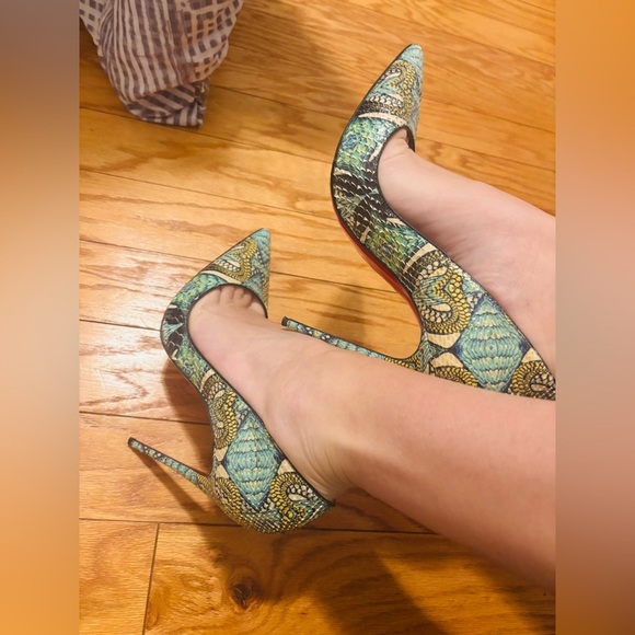 Christian Louboutin Python Heels Womens 8.5 Designer Luxury High Stiletto Pumps - Picture 9 of 10